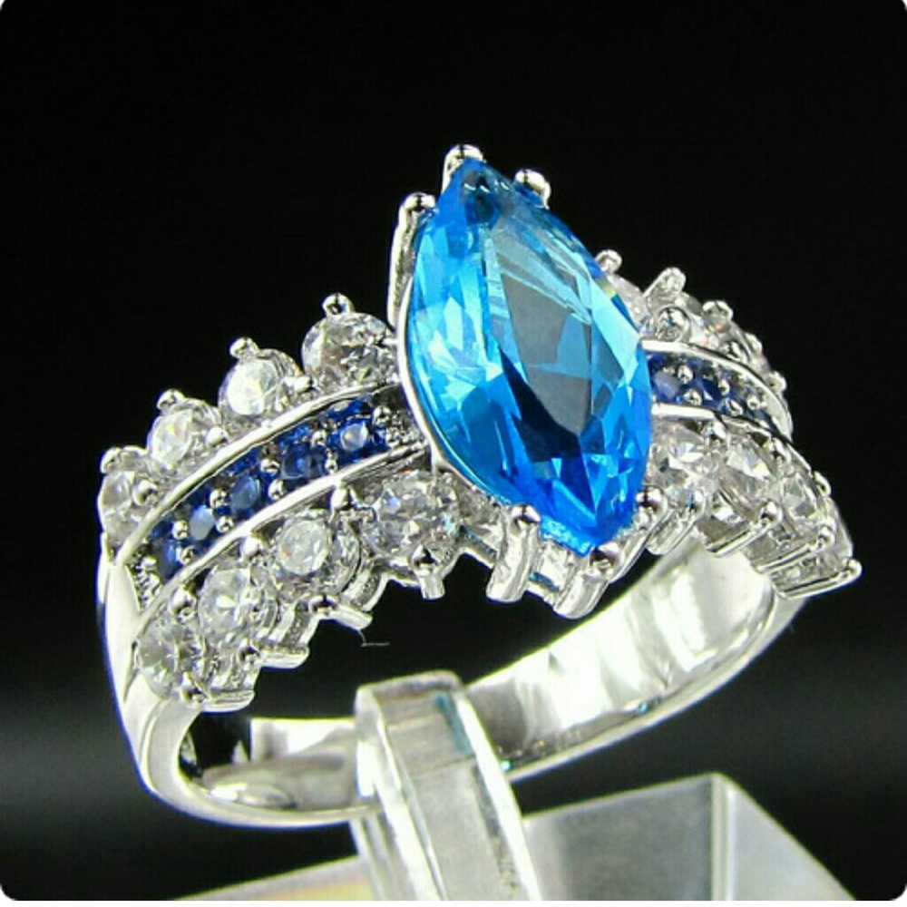Marquise Blue Costume Cubic Zirconia Ring
